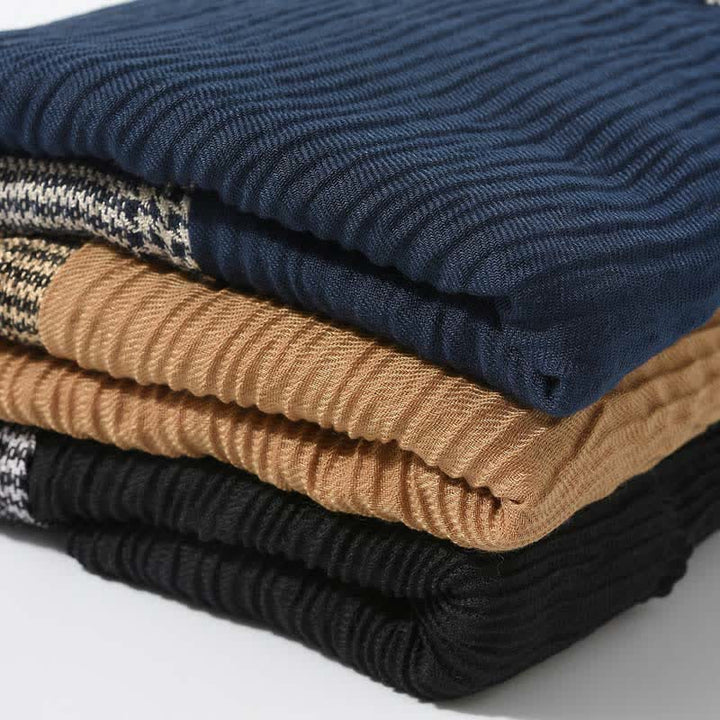 Bufanda suave arrugada con patrón de patchwork de pata de gallo - image 3