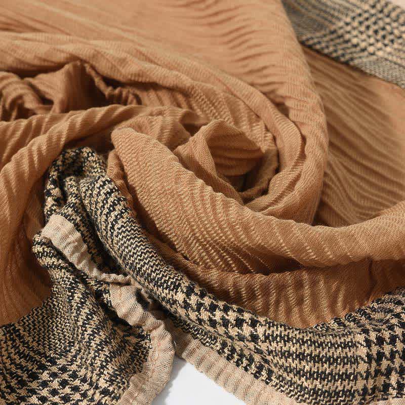 Bufanda suave arrugada con patrón de patchwork de pata de gallo - image 10