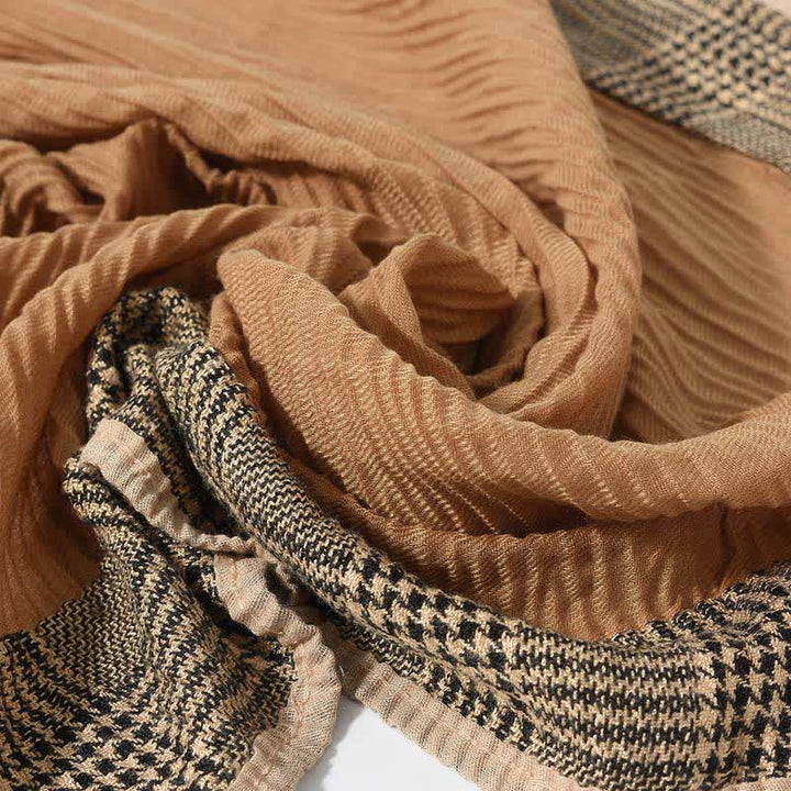 Bufanda suave arrugada con patrón de patchwork de pata de gallo - image 10