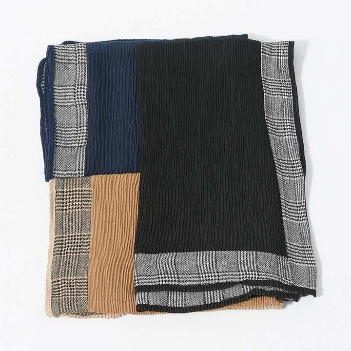 Bufanda suave arrugada con patrón de patchwork de pata de gallo - image 4