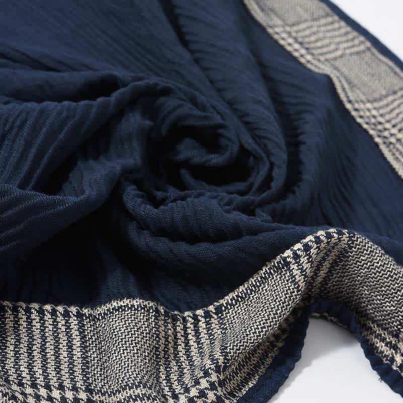 Bufanda suave arrugada con patrón de patchwork de pata de gallo - image 7