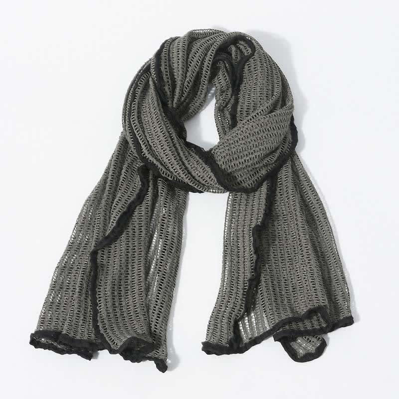 Bufanda tejida con diseño elegante y ahuecado - Gris - image 0