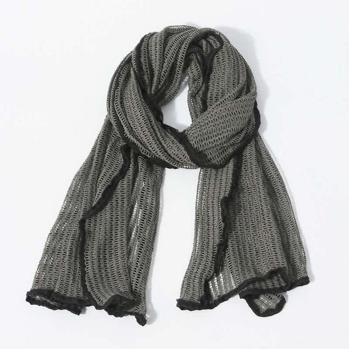 Bufanda tejida con diseño elegante y ahuecado - Gris - image 0