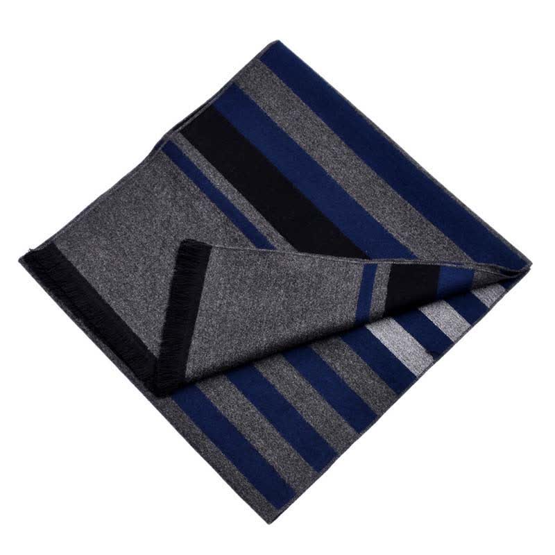Bufanda cálida con elegante estampado de rayas de doble cara - image 9