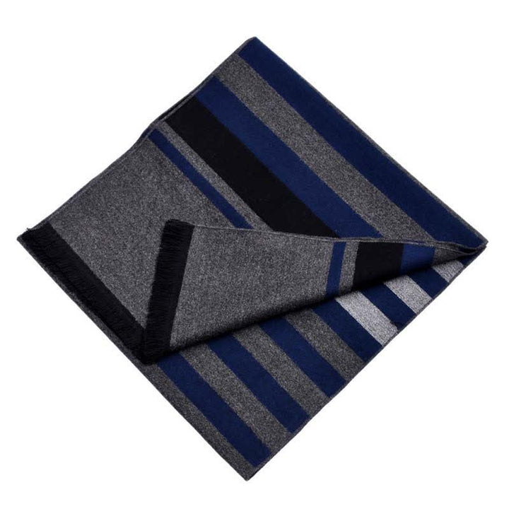 Bufanda cálida con elegante estampado de rayas de doble cara - image 9