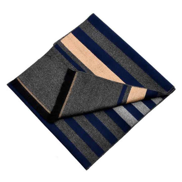Bufanda cálida con elegante estampado de rayas de doble cara - image 2