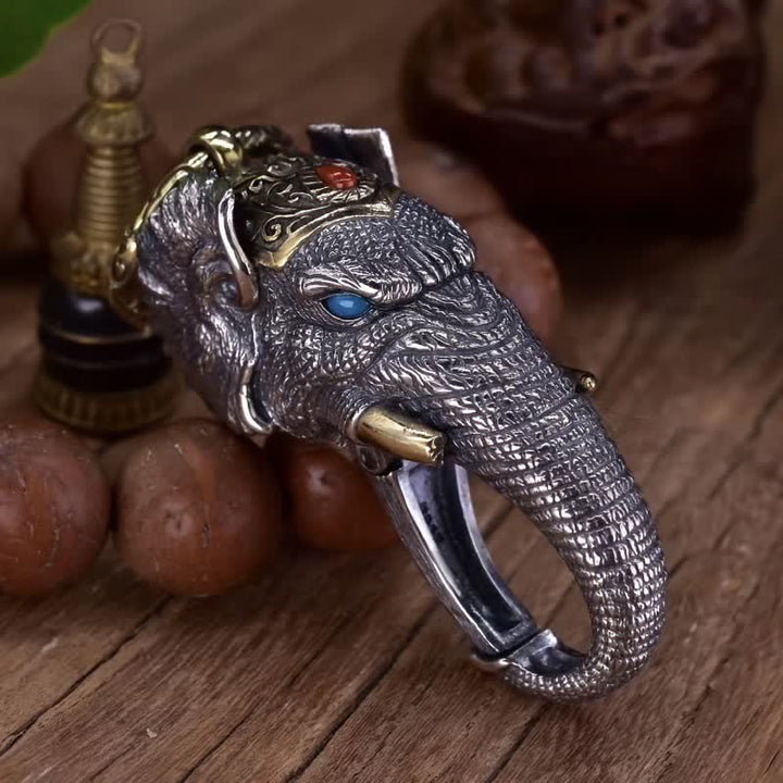 Llavero con cabeza de elefante, escultura vívida hecha a mano - image 2