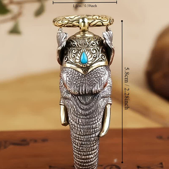 Llavero con cabeza de elefante, escultura vívida hecha a mano - image 4