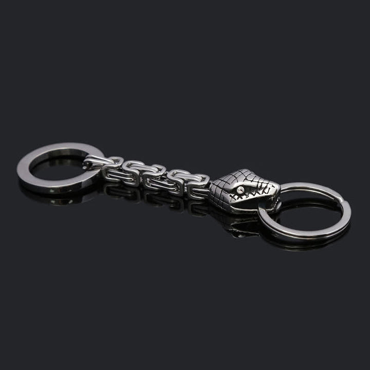 Llavero de serpiente de estilo vikingo nórdico de plata antigua - image 2