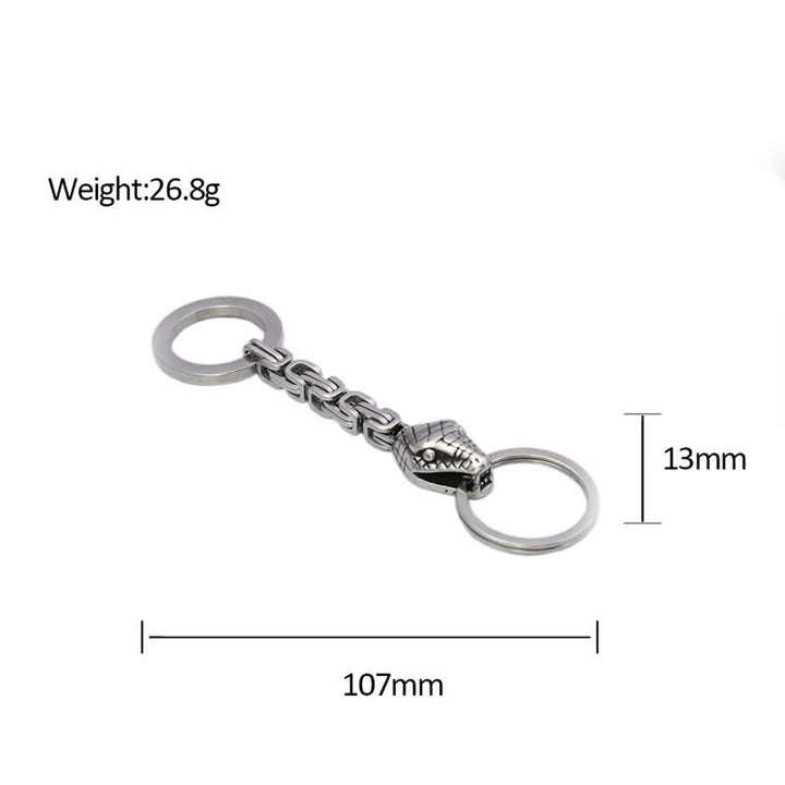 Llavero de serpiente de estilo vikingo nórdico de plata antigua - image 4