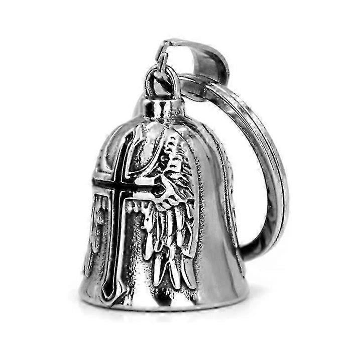 Llavero de campana con cruz vikinga y alas de plata - image 3