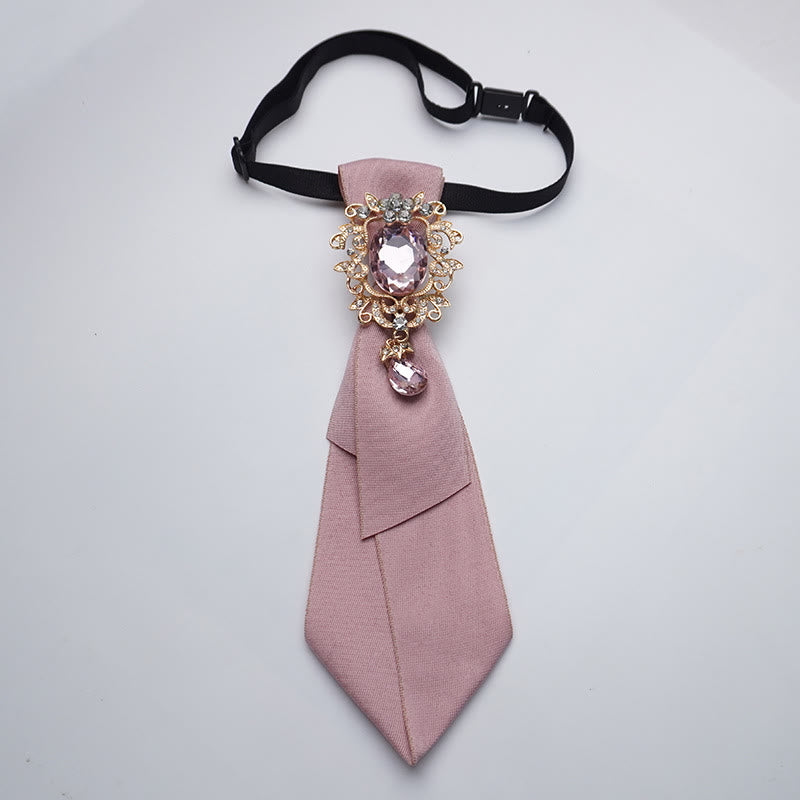 Corbata ajustable de color sólido con diamantes de cristal para mujer - Rosa - image 0