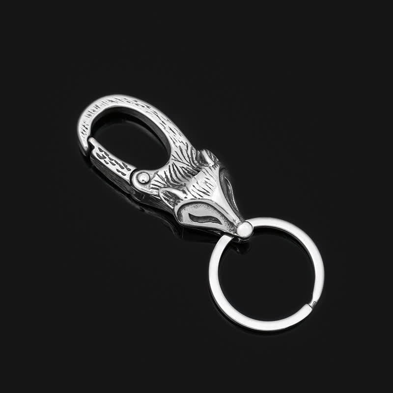 Llavero con cabeza de zorro de plata antigua de estilo único - image 4