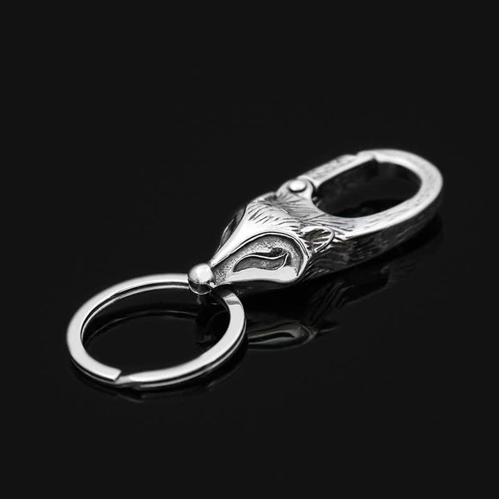Llavero con cabeza de zorro de plata antigua de estilo único - Plata antigua - image 0