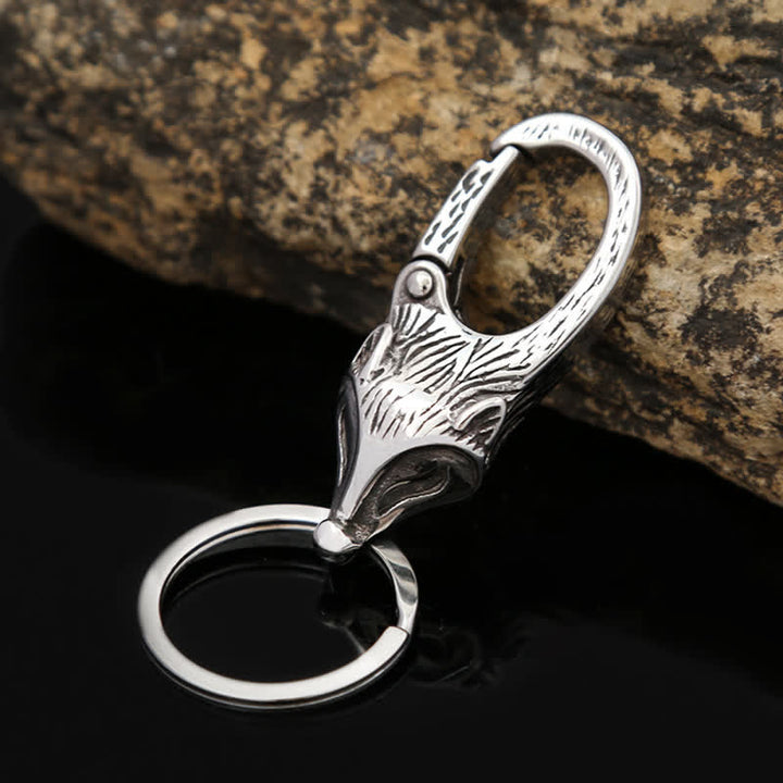 Llavero con cabeza de zorro de plata antigua de estilo único - image 2