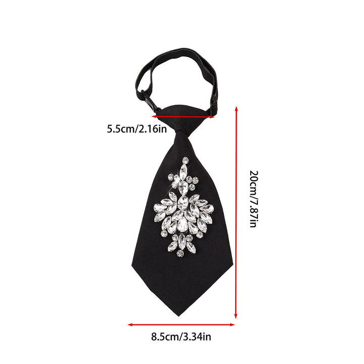Corbata corta ajustable para mujer con diamantes de imitación negros preatados - image 3