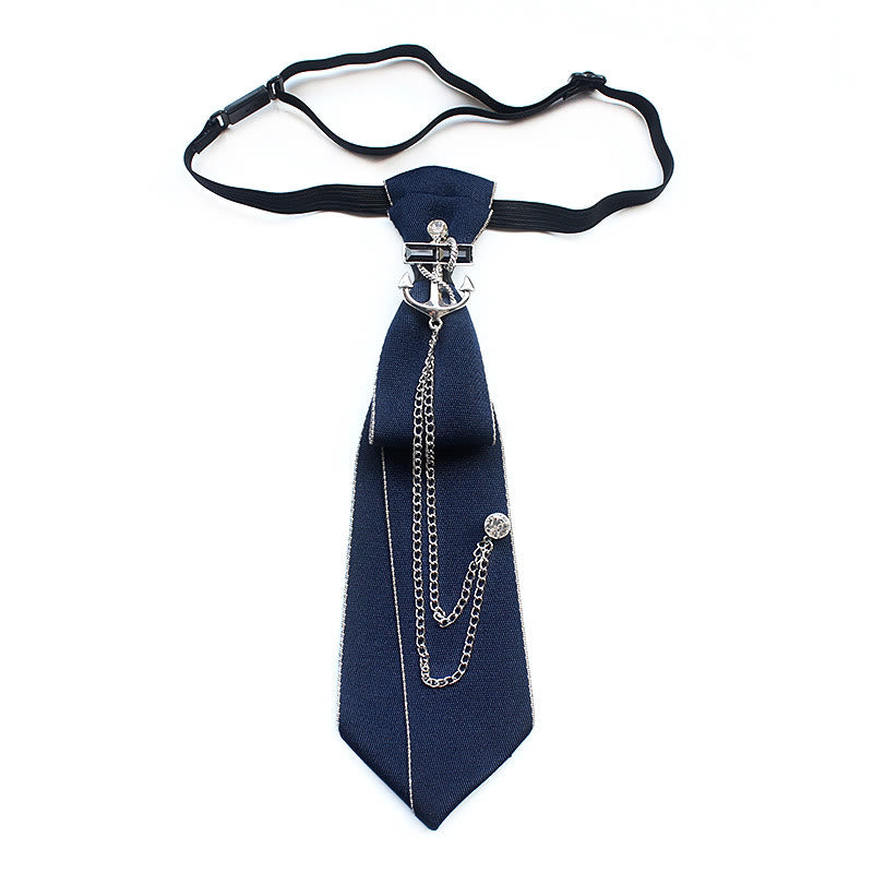 Corbata unisex con banda ajustable y diseño de ancla de barco - Azul - image 3