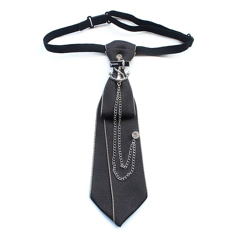 Corbata unisex con banda ajustable y diseño de ancla de barco - Gris - image 6