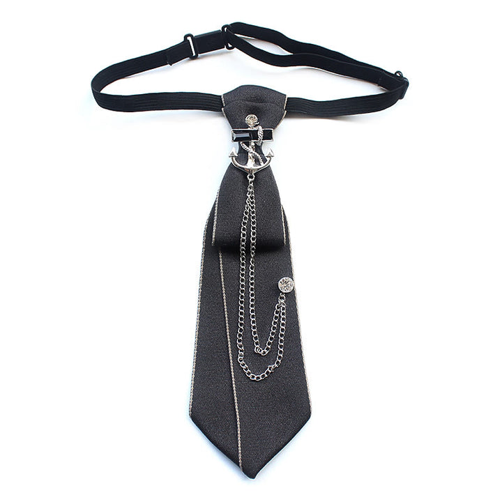 Corbata unisex con banda ajustable y diseño de ancla de barco - Gris - image 6
