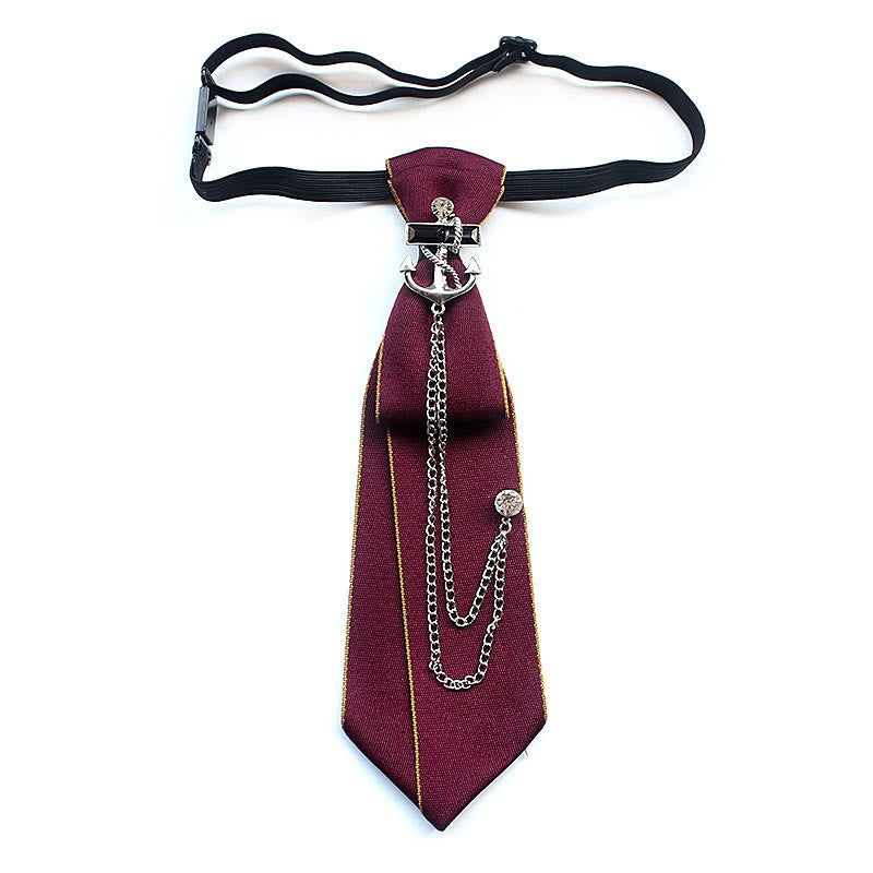 Corbata unisex con banda ajustable y diseño de ancla de barco - Rojo - image 0