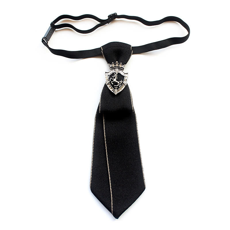 Corbata unisex preatada con banda ajustable de Shield Horse - Negro - image 5