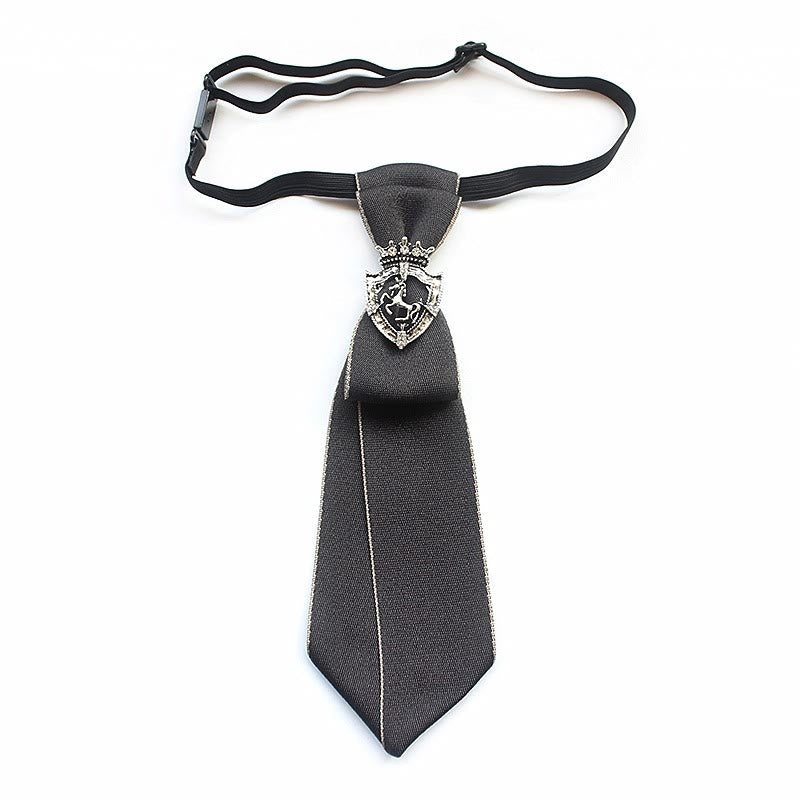 Corbata unisex preatada con banda ajustable de Shield Horse - Gris - image 6