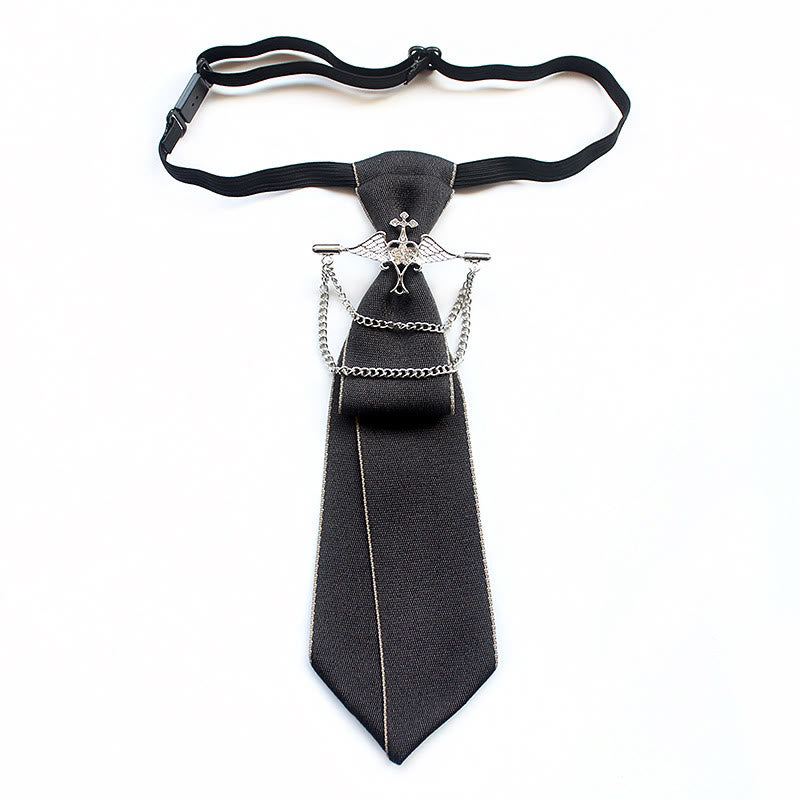 Corbata unisex con banda ajustable y preatada de ángel - Gris - image 6