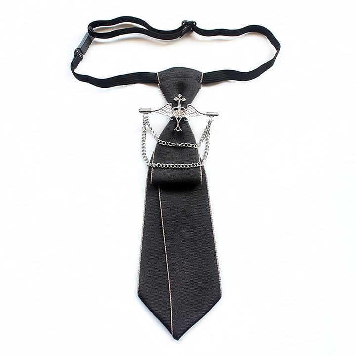 Corbata unisex con banda ajustable y preatada de ángel - Gris - image 6