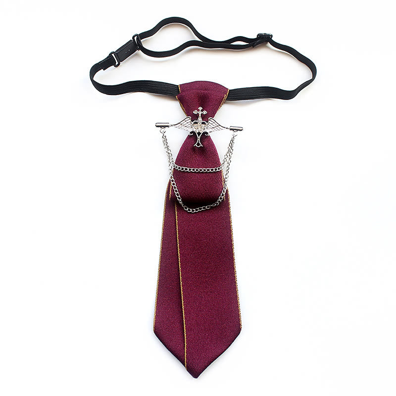 Corbata unisex con banda ajustable y preatada de ángel - Rojo - image 4