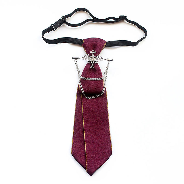 Corbata unisex con banda ajustable y preatada de ángel - Rojo - image 4