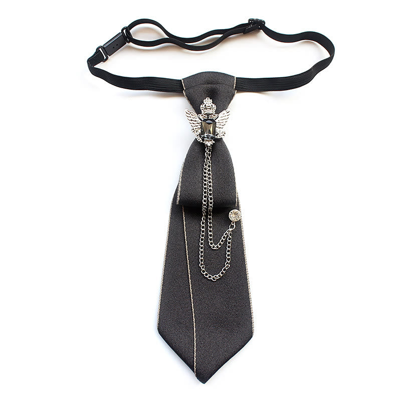 Corbata unisex preatada con águila bicéfala y banda ajustable - Gris - image 4