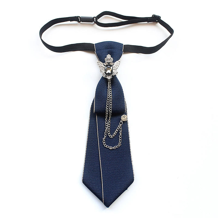Corbata unisex preatada con águila bicéfala y banda ajustable - Azul - image 5