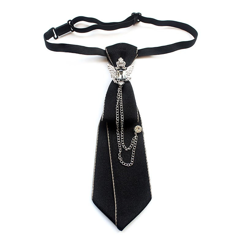 Corbata unisex preatada con águila bicéfala y banda ajustable - Negro - image 6