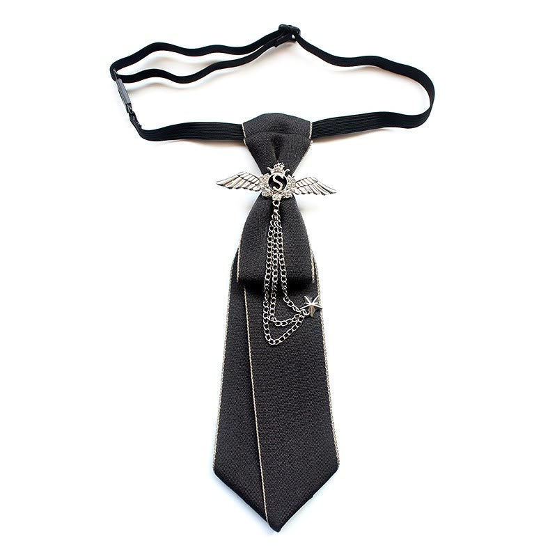Corbata unisex preatada con alas y banda ajustable - Gris - image 3
