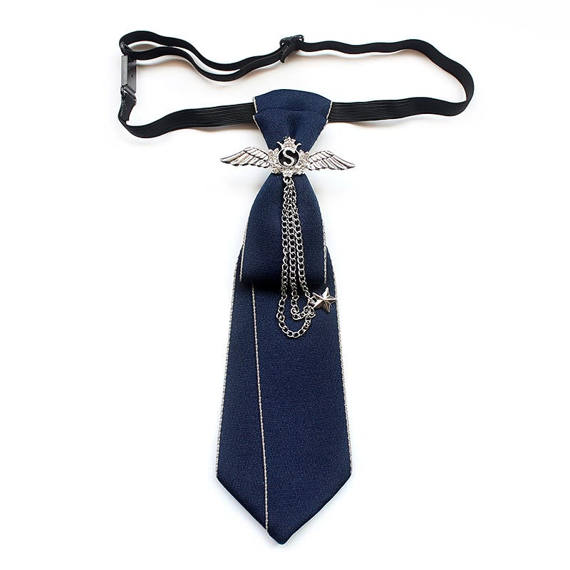 Corbata unisex preatada con alas y banda ajustable - Azul - image 4