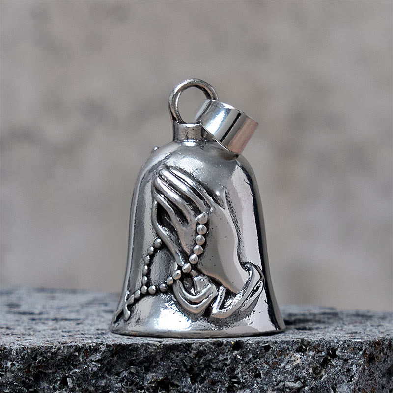 Accesorio de llavero vintage con campana y cruz de manos en oración - Colgante - image 1