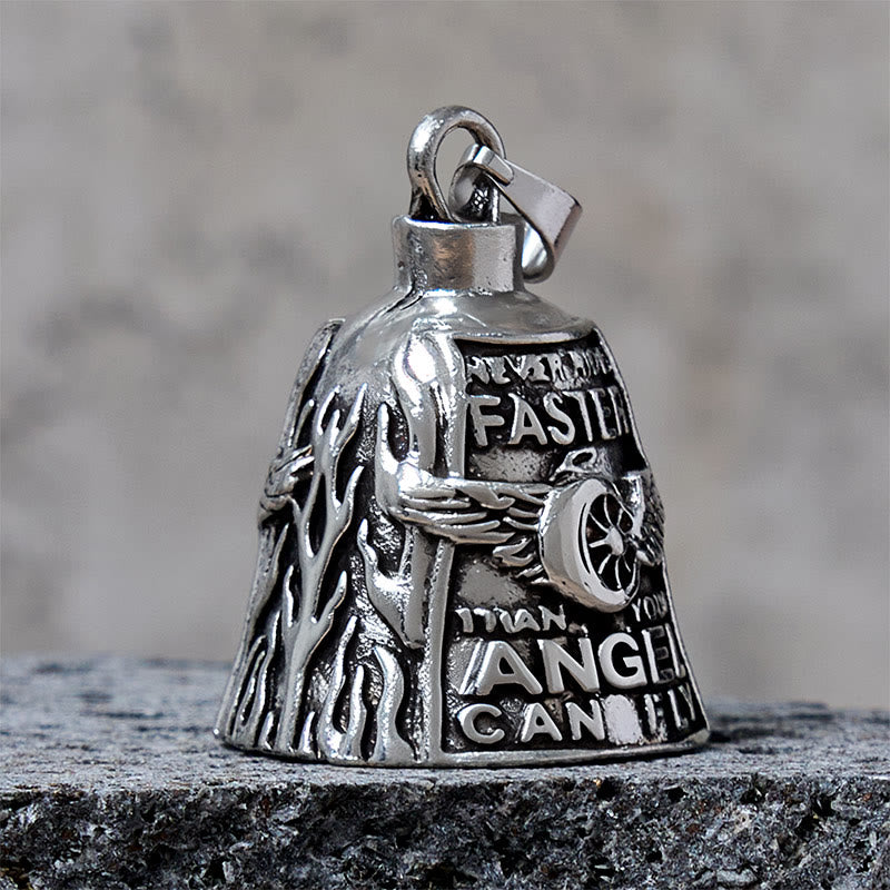 Llavero con forma de campana de la suerte y rueda de ala de ángel para montar a caballo - image 3