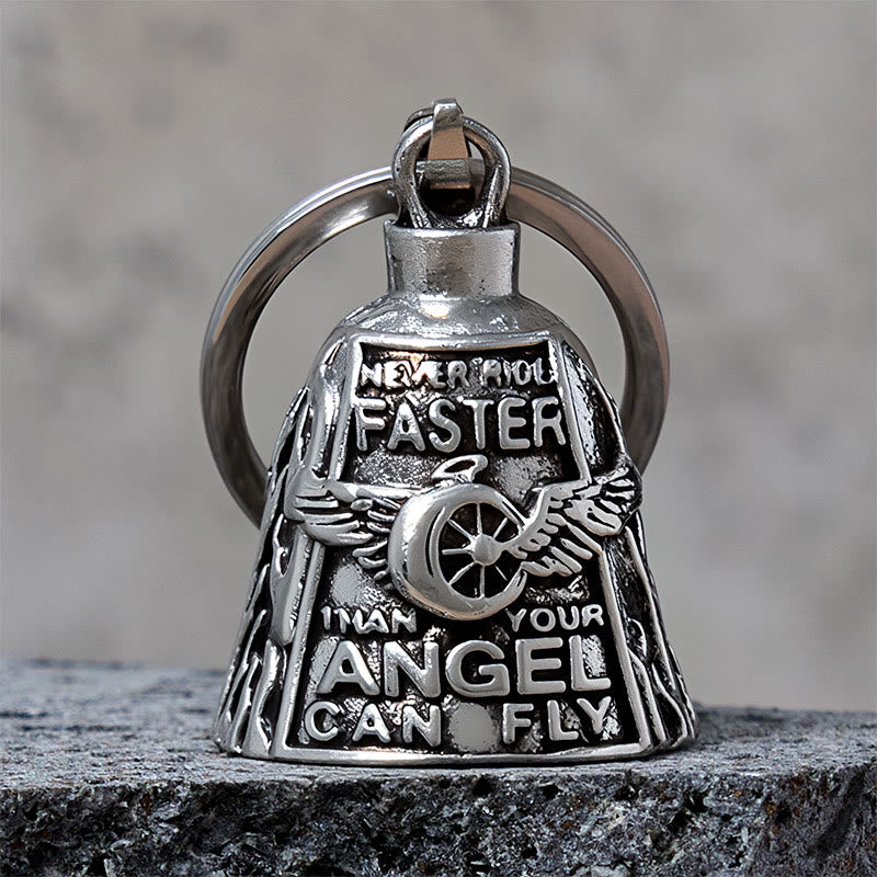 Llavero con forma de campana de la suerte y rueda de ala de ángel para montar a caballo - Plata - Llavero - image 0