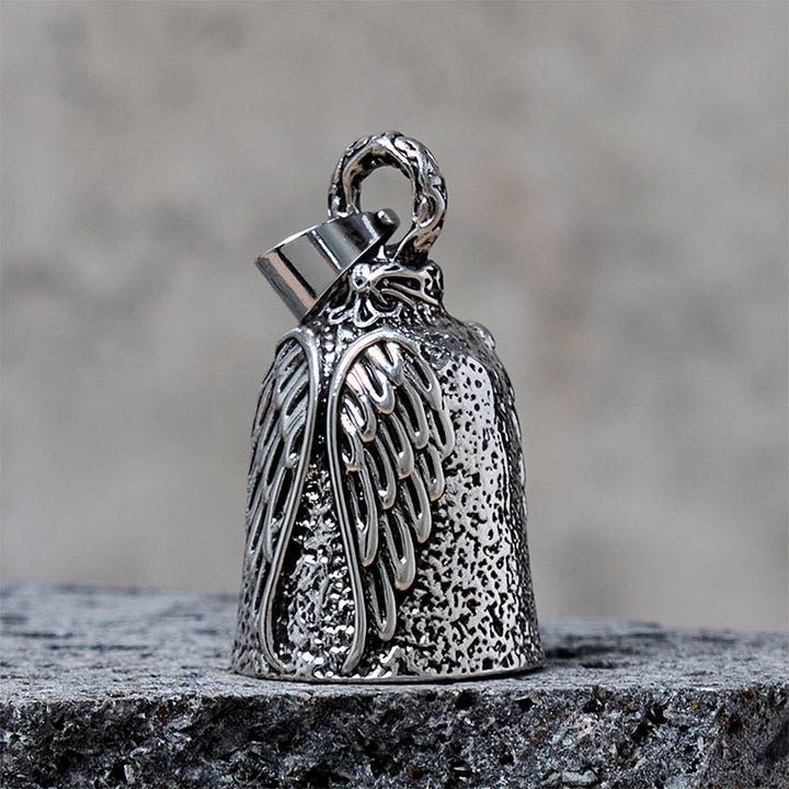 Llavero vintage con campana de motocicleta y alas de ángel - image 2