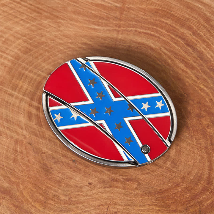 Cinturón de cuero con hebilla de cuchillo oculta con bandera confederada roja y azul - image 2
