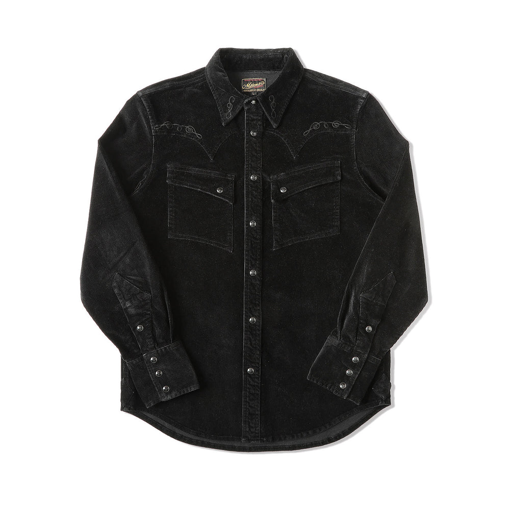 Camisa vaquera occidental con bordado de pana negra - Negro - 3XL - image 1