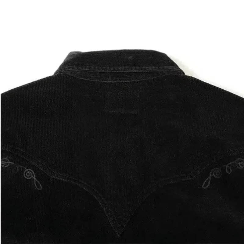 Camisa vaquera occidental con bordado de pana negra - image 5
