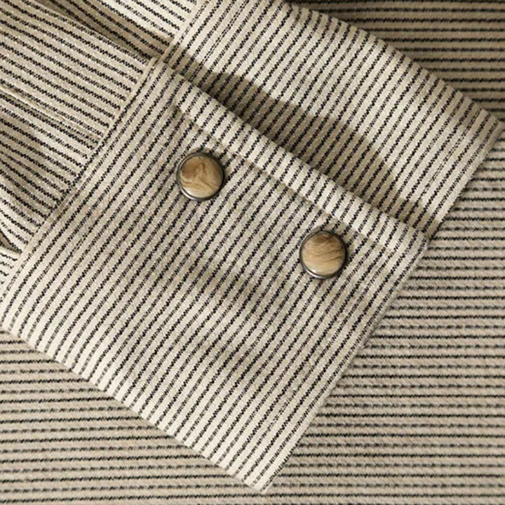 Camisa vaquera vintage de rayas tejidas en beige - image 7