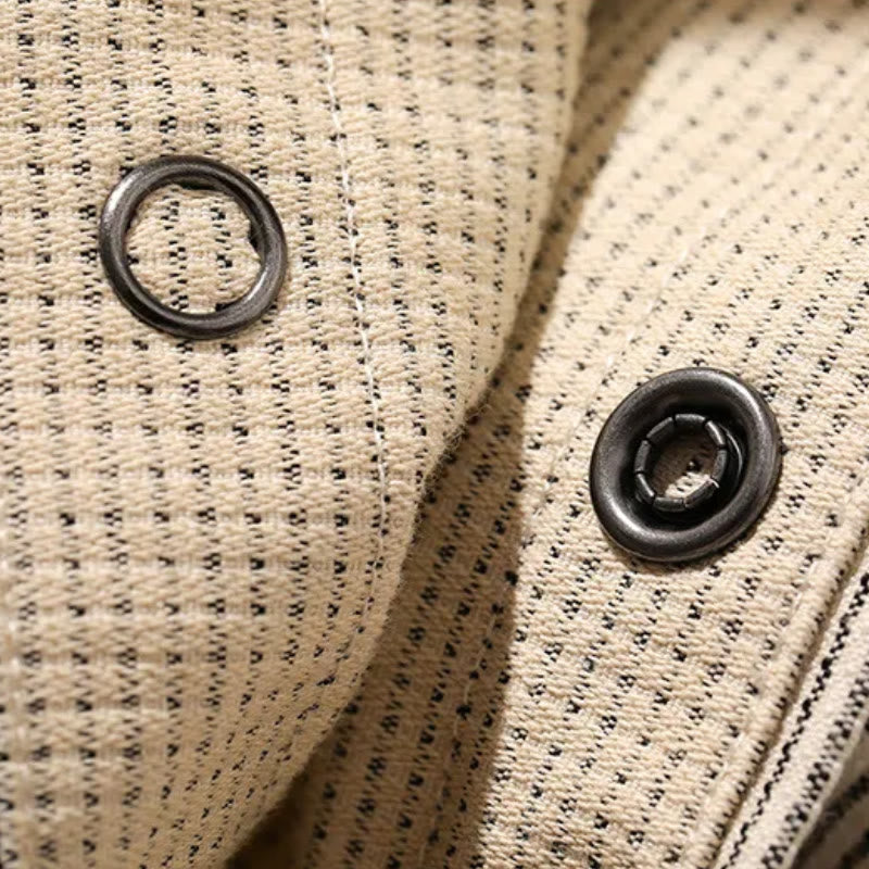Camisa vaquera vintage de rayas tejidas en beige - image 8
