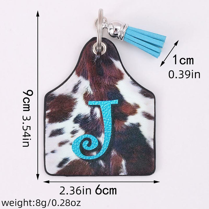 Llavero con hebilla de herradura y colgante con estampado de vaca occidental - image 7