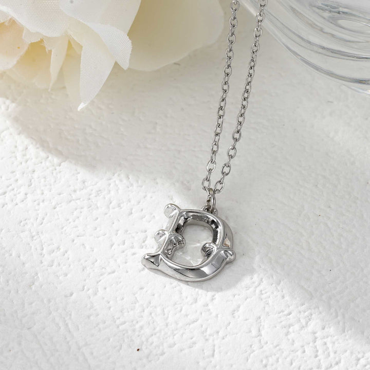 Elegante collar con colgante de letra dorada y plateada para mujer - Plata - D - image 31