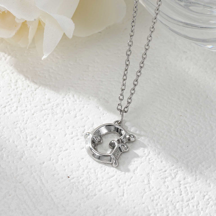 Elegante collar con colgante de letra dorada y plateada para mujer - Plata - GRAMO - image 34