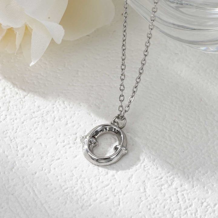 Elegante collar con colgante de letra dorada y plateada para mujer - Plata - Oh - image 42