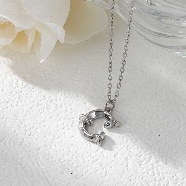 Elegante collar con colgante de letra dorada y plateada para mujer - Plata - do - image 30