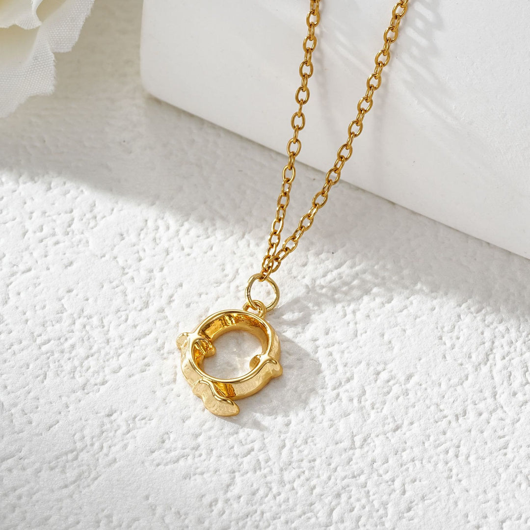 Elegante collar con colgante de letra dorada y plateada para mujer - Dorado - Q - image 18